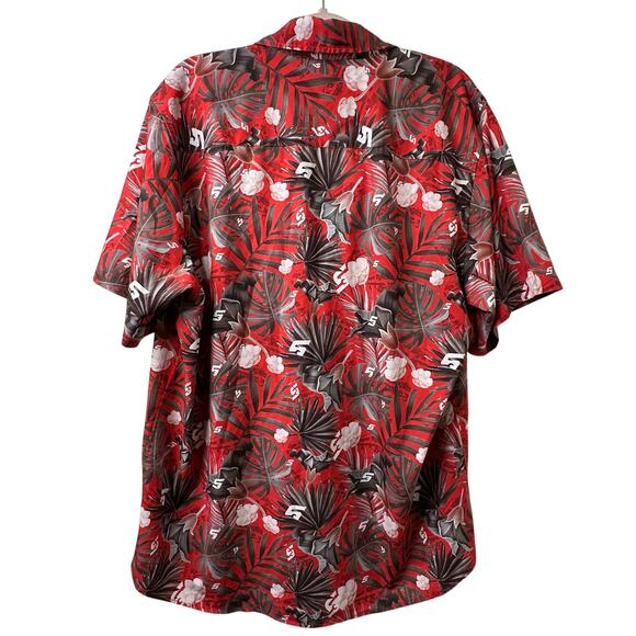XL Dixxon Flannel Co Snap-On Tools Shirt Red Hawaiian Floral Button-Up Resort - Picture 5 of 5